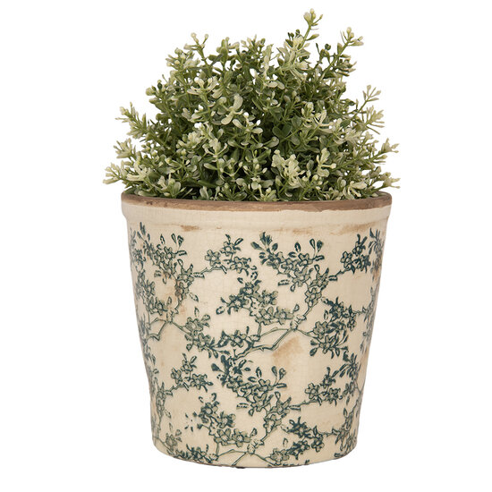 Clayre & Eef | Bloempot Binnen Beige Groen ø 17x16 cm | 6CE1976M