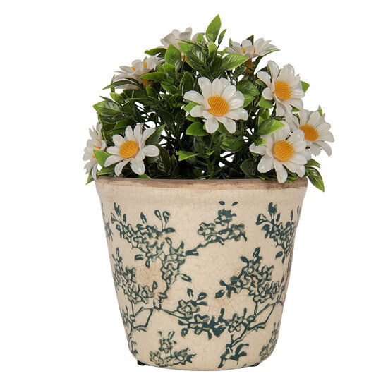 Clayre & Eef | Bloempot Binnen Beige Groen ø 12x11 cm | 6CE1976S