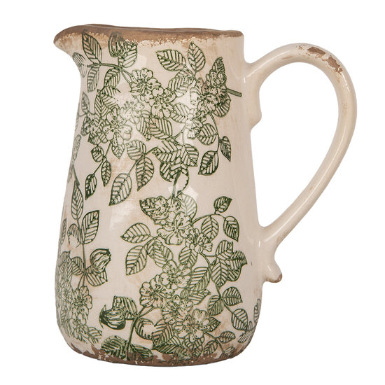 Clayre &amp; Eef   | Decoratieve Schenkkan Beige Groen 16x12x18 cm | 6CE1977M