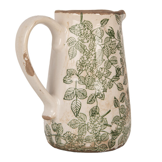 Clayre &amp; Eef   | Decoratieve Schenkkan Beige Groen 16x12x18 cm | 6CE1977M