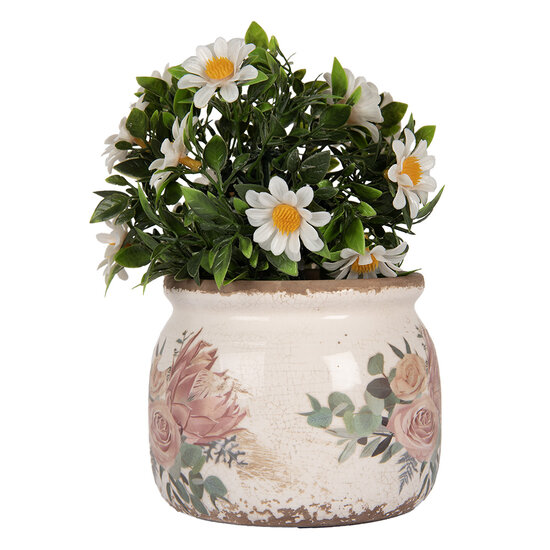 Clayre & Eef | Bloempot Binnen Beige Roze ø 12x10 cm | 6CE1978S