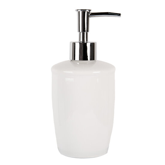 Clayre & Eef | Zeepdispenser Wit ø 8x17 cm / 325 ml | 6CE1993