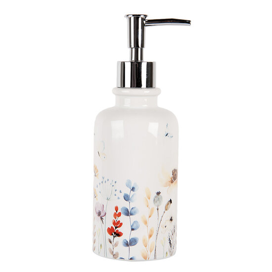 Clayre & Eef | Zeepdispenser Wit ø 9x20 cm / 350 ml | 6CE2009