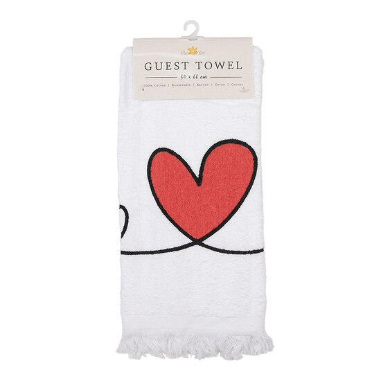 Clayre & Eef | Gastendoekje Wit Rood 40x66 cm | CTCHS