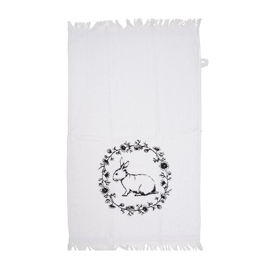 Clayre & Eef | Gastendoekje Wit Zwart 40x66 cm | CTDR