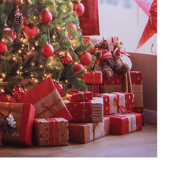 Clayre & Eef | Wandkleed kerstboom Bruin rood 180x1x210 cm | 6WK0037