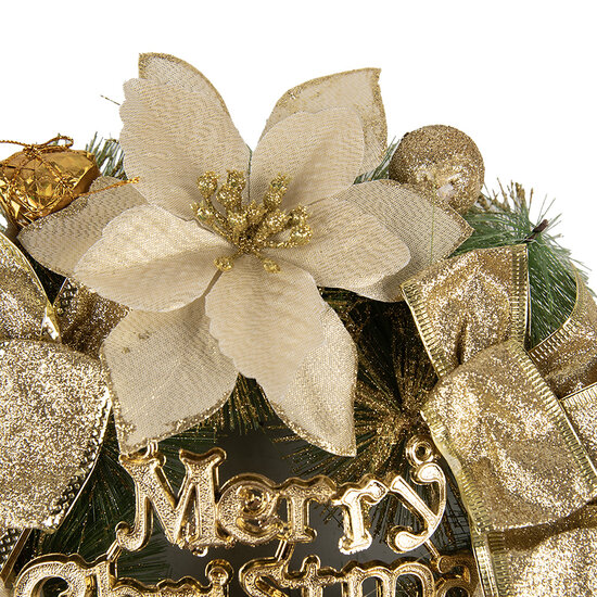 Clayre &amp; Eef   | Kerstdecoratie Krans Goudkleurig Groen &oslash; 30x8 cm | 65773