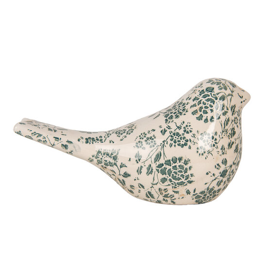 Clayre &amp; Eef   | Decoratie beeld Vogel Beige Groen 25x10x13 cm | 6CE1950L