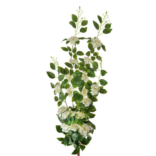 Clayre & Eef | Decoratie tak met bloemen Wit Groen 25x15x87 cm | 6PL0346W