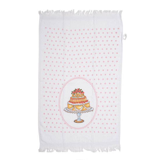 Clayre & Eef | Gastendoekje Wit Roze 40x66 cm | CT030