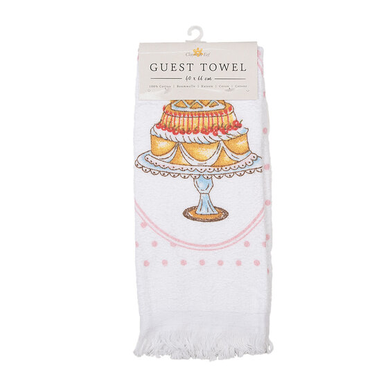 Clayre & Eef | Gastendoekje Wit Roze 40x66 cm | CT030