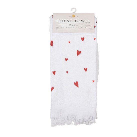 Clayre & Eef | Gastendoekje Wit Rood 40x66 cm | CTFAS-1
