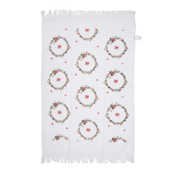 Clayre & Eef | Gastendoekje Wit Roze 40x66 cm | CTFEB-1