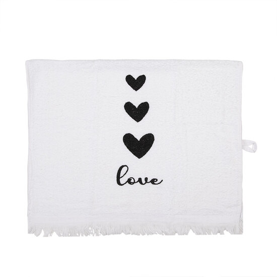 Clayre & Eef | Gastendoekje Wit Zwart 40x66 cm | CTLBS-1