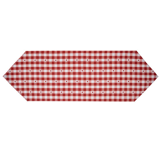 Clayre & Eef | Tafelloper Wit Rood 50x160 cm | LVT65