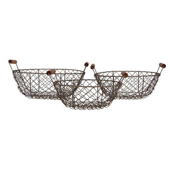 Clayre & Eef | Manden Bruin (set van 3) ø 27x9/14 / ø 24x8/12 / ø 21x7/11 cm | 6Y5716