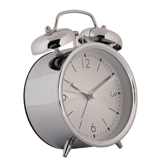 Clayre & Eef | Wekker Analoog Zilverkleurig 10x6x14 cm / 1xAA | 6AC0036