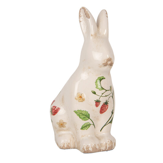 Clayre &amp; Eef   | Decoratie Beeld Konijn Beige Rood 13x10x21 cm | 6CE1960M