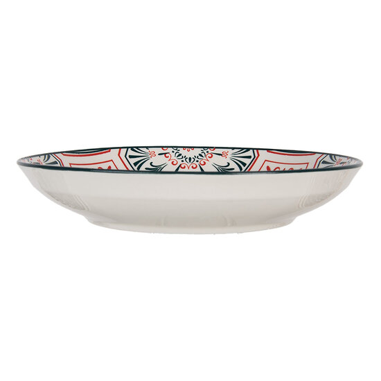 Clayre & Eef | Servies Ontbijtbord Wit Rood ø 21x3 cm | 6CEDP0164
