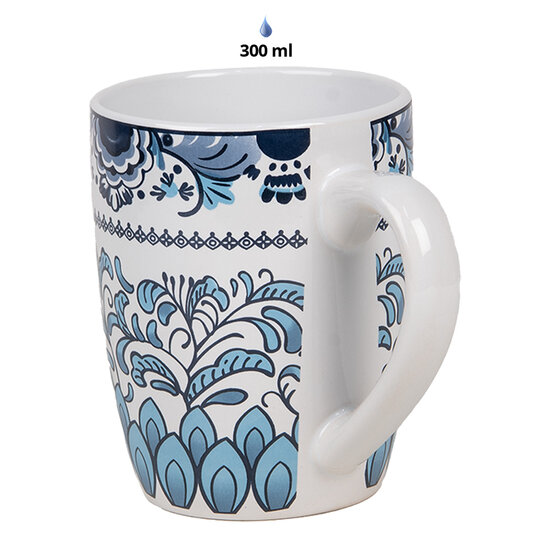 Clayre & Eef | Servies Mok Wit Blauw 12x8x10 cm / 300 ml | 6CEMU0166