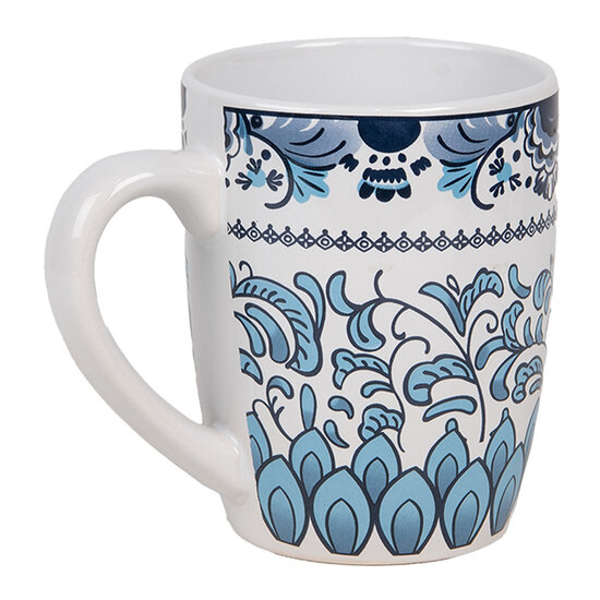 Clayre & Eef | Servies Mok Wit Blauw 12x8x10 cm / 300 ml | 6CEMU0166