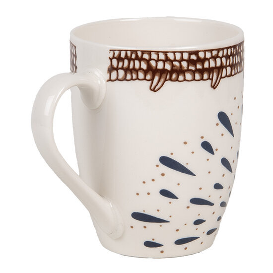 Clayre & Eef | Servies Mok Wit Bruin 12x8x10 cm / 300 ml | 6CEMU0167