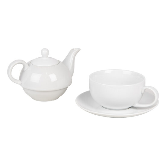 Clayre & Eef | Tea for One Wit 17x16x13 cm / 350 ml / 250 ml | 6CETEFO0001