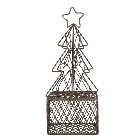 Clayre & Eef | Kerstdecoratie Kerstboom Bruin 9x9x22 cm | 6Y5704