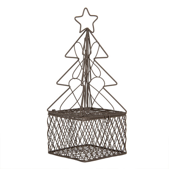 Clayre & Eef | Kerstdecoratie Kerstboom Bruin 9x9x22 cm | 6Y5704