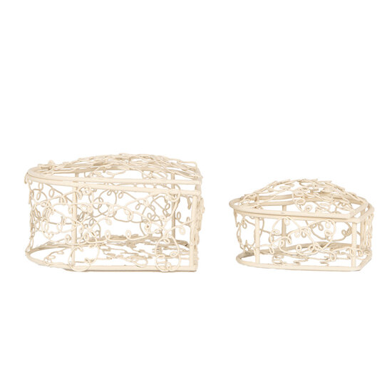 Clayre & Eef | Manden Wit (set van 2) 10x10x6 / 8x8x5 cm | 6Y5713