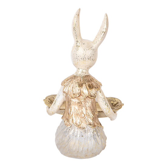 Clayre & Eef | Decoratie konijn met schaal Beige Goudkleurig 14x14x26 cm | 6PR5500