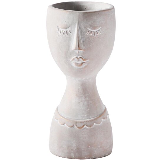 Dekoratief | Bloempot vrouwenhoofd, grijs, cement, 14x14x30cm | A250014