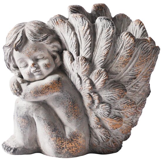 Dekoratief | Bloempot engel, grijs, cement, 18x11x16cm | A250017