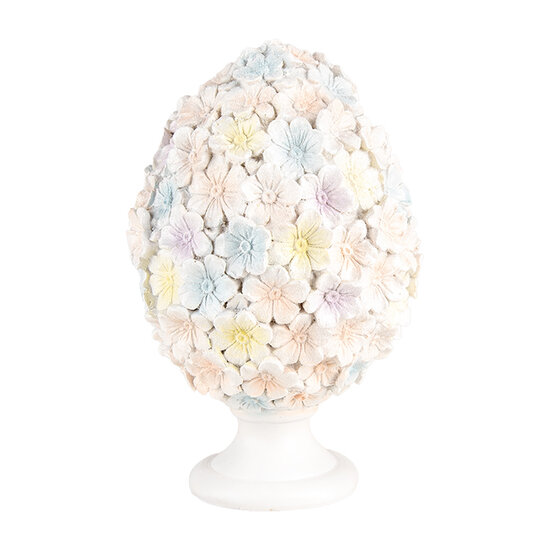 Clayre &amp; Eef   | Decoratie Beeld Ei Wit Roze &oslash; 12x19 cm | 6PR5214