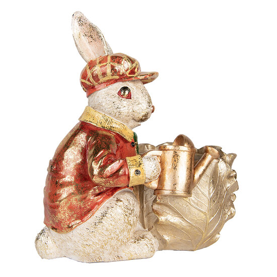 Clayre &amp; Eef   | Decoratie Konijn Beige Rood 28x18x30 cm | 6PR5484