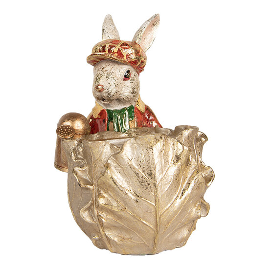 Clayre &amp; Eef   | Decoratie Konijn Beige Rood 28x18x30 cm | 6PR5484