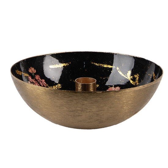 Clayre & Eef | Kandelaar Goudkleurig Zwart ø 17x6 cm | 65881