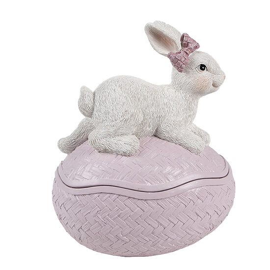 Clayre & Eef | Decoratief Schaaltje met Deksel Rose Wit 9x13x16 cm | 6PR5132