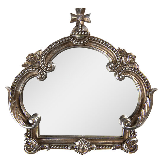 Clayre & Eef | Decoratie Staande Spiegel Zilverkleurig 30x3x30 cm | 62S319