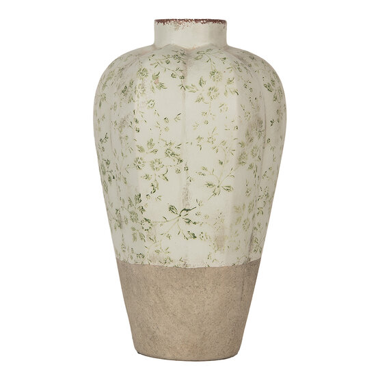 Clayre & Eef | Vaas Beige Groen ø 24x38 cm | 6CE1936L