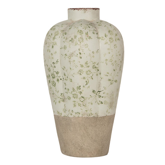 Clayre & Eef | Vaas Beige Groen ø 24x38 cm | 6CE1936L