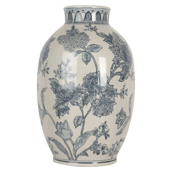 Clayre & Eef | Vaas Wit Blauw ø 22x36 cm | 6CE2075