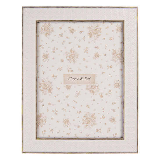 Clayre &amp; Eef   | Fotolijst Wit Bruin 19x2x24 cm / 15x20 cm | 2F1265L