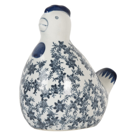 Clayre & Eef | Decoratie Kip Wit Blauw 18x12x21 cm | 6CE2092