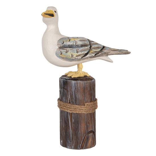 Clayre & Eef | Decoratie beeld Vogels Bruin Wit (set 2) 13x6x22 / 18x8x29 cm | 6H2401