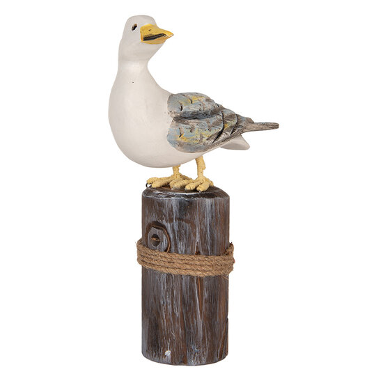 Clayre & Eef | Decoratie beeld Vogels Bruin Wit (set 2) 13x6x22 / 18x8x29 cm | 6H2401