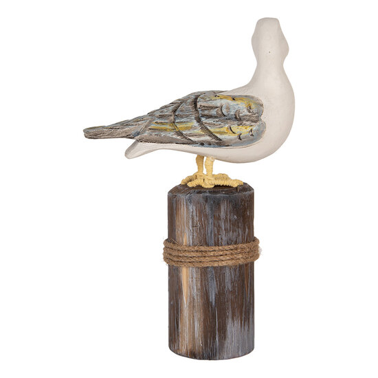 Clayre & Eef | Decoratie beeld Vogels Bruin Wit (set 2) 13x6x22 / 18x8x29 cm | 6H2401