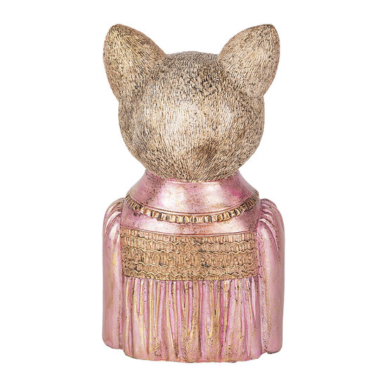 Clayre &amp; Eef   | Decoratie Beeld Kat Bruin Roze 14x11x23 cm | 6PR5072