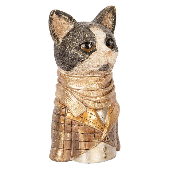 Clayre &amp; Eef   | Decoratie Beeld Kat Bruin Beige 14x12x23 cm | 6PR5073