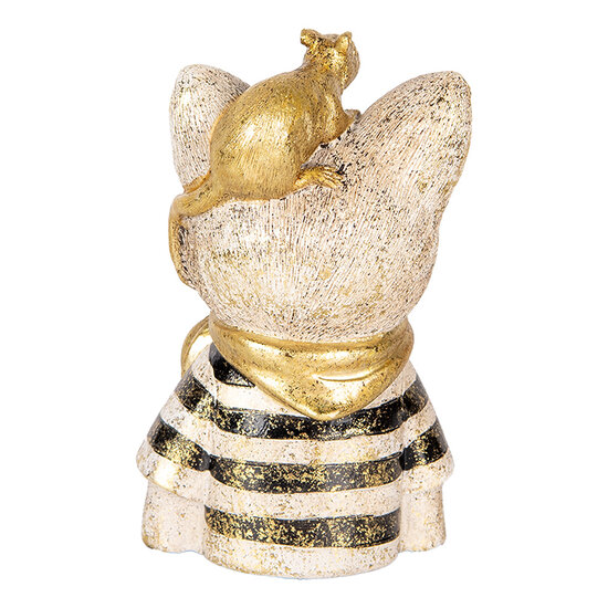 Clayre &amp; Eef   | Decoratie Beeld Kat Wit Zwart 11x9x18 cm | 6PR5075